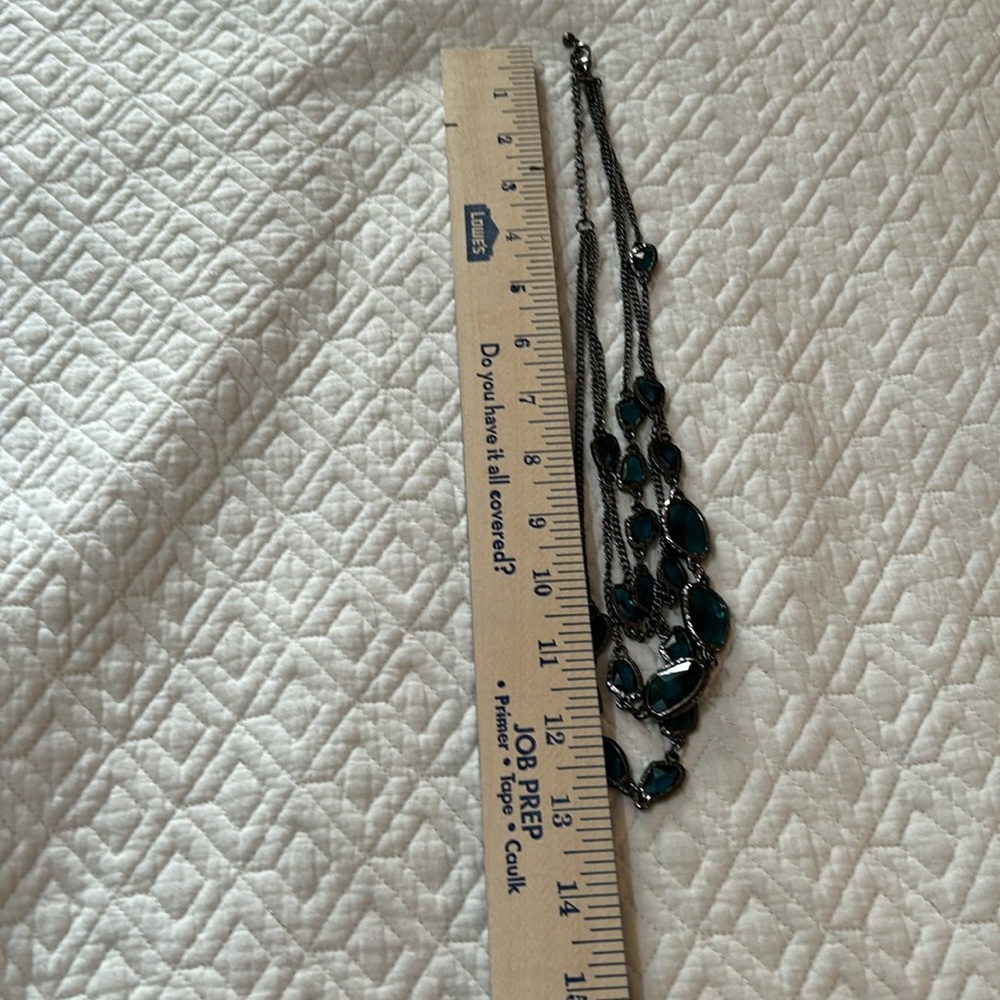 Chico’s gunmetal tone three strand necklace with blue stones. - Picture 4 of 4